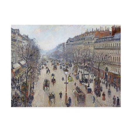 Pissarro 'Boulevard Montmartre, Morning, Cloudy Weather' Canvas Art,14x19